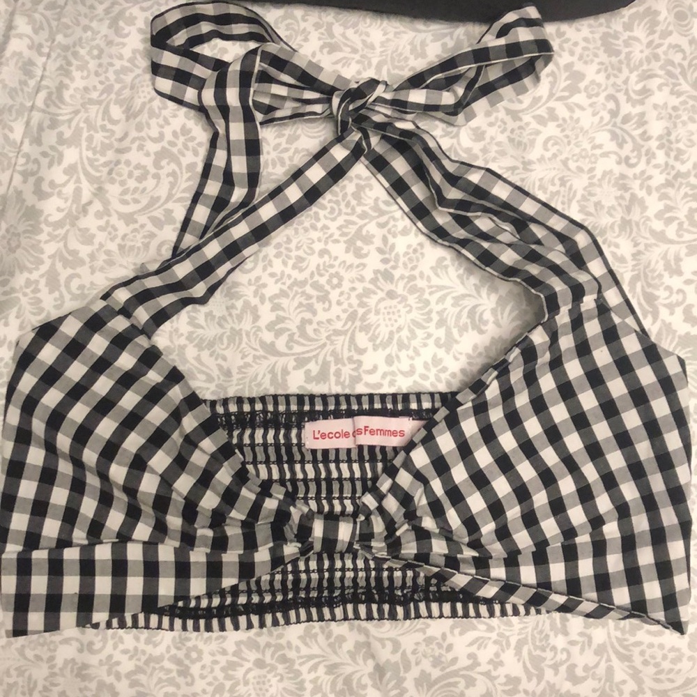 L’ecole desFemmes Gingham Halter Top